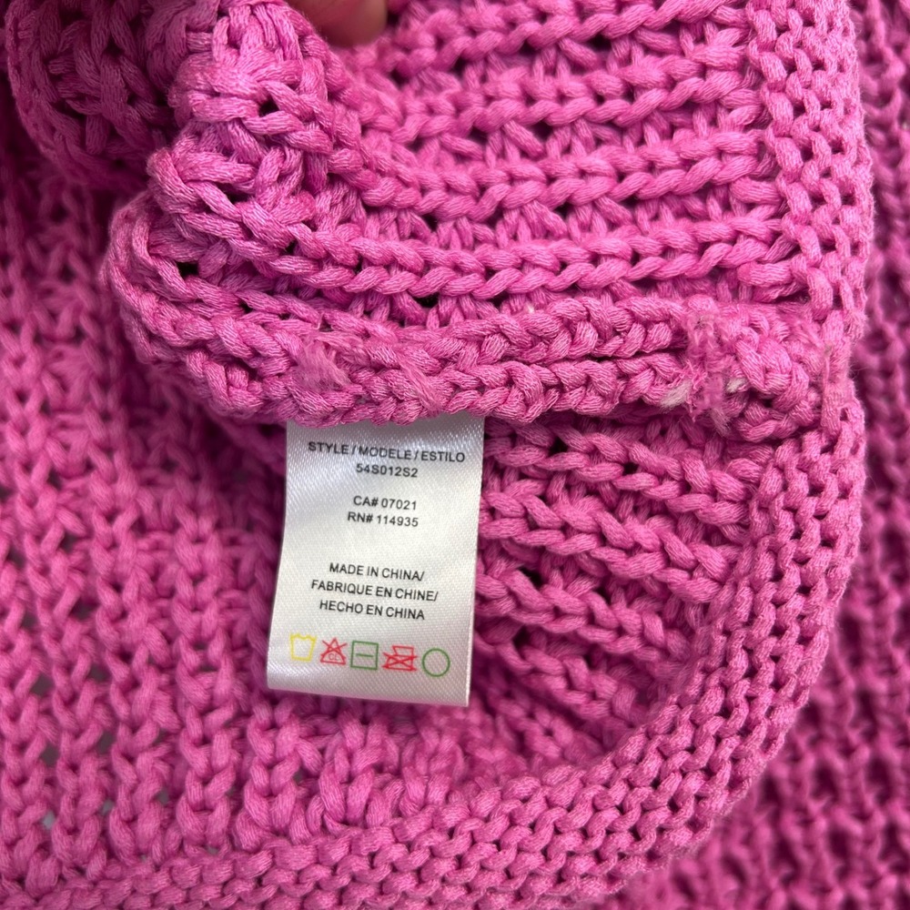 Rd Style Darla Crewneck‎ Cropped Sweater Women's Size Medium Pink Crochet Knit - Picture 5 of 10